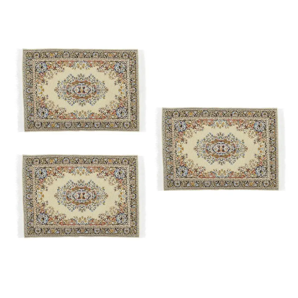 3 pcs 1:12 Style Flooring Rug Carpet Mat Dollhouse Furniture