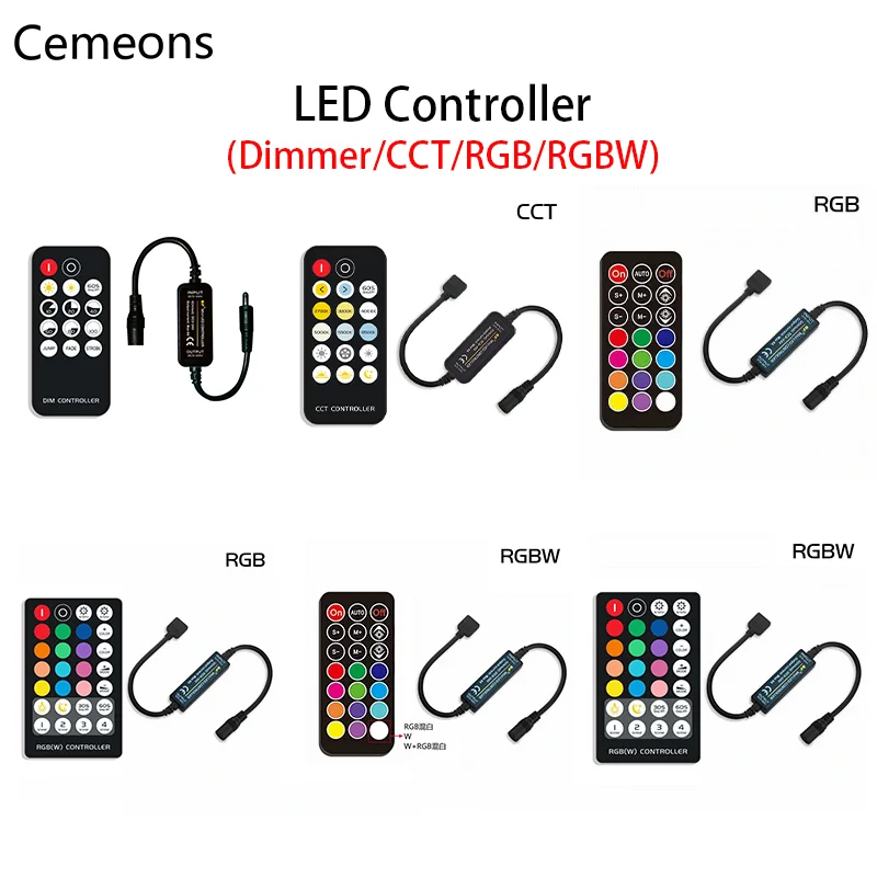 LED Controller Wireless Remote Control for Single Color Double White RGB RGBW TV Desktop Screen BackLight LED Strip Light