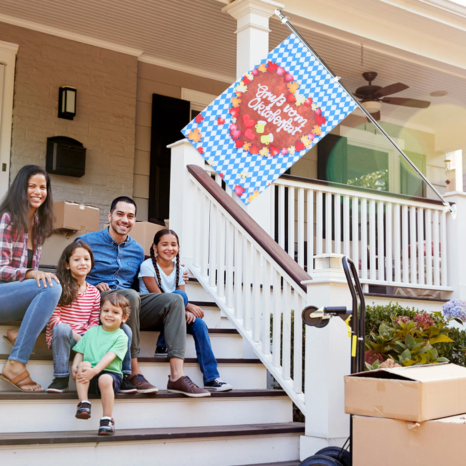 

6Pcs Rustproof Flagpole Base Set Stainless Steel 1.8m Outdoor Flag Holder for Garden Yard Commercial Display Outdoor Flag Pole