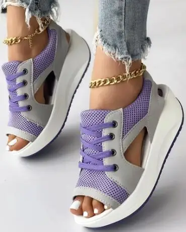 Fashion Women Sandals Summer New Lady Platform Chunky Comfortable Mesh Open Toe Casual Sports Ladies Shoes Plus Size 43