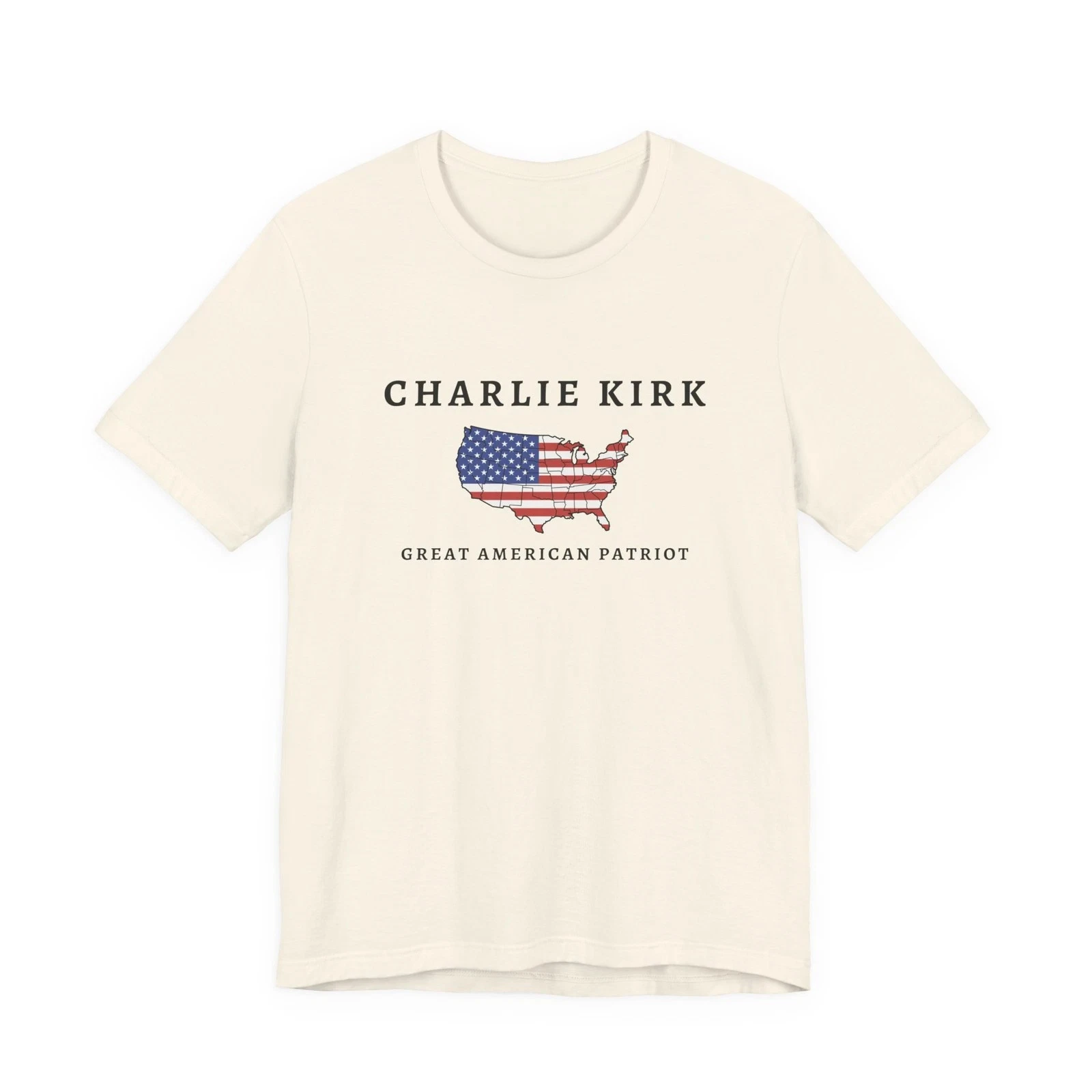 Charlie Kirk Great American Patriot RIP Charlie Kirk Printed Design Tee Comfortable and Breathable Soft Men Clothing Men Tee