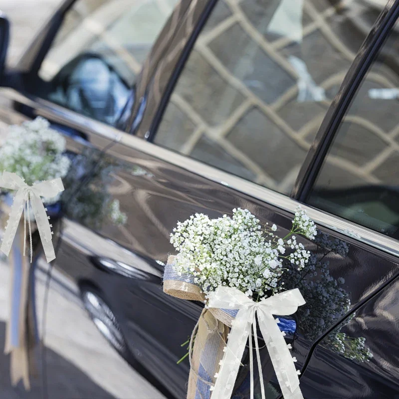 10/20 piezas cinta con lazo para boda, sillas blancas para coches de boda, decoración con lazo, ramo DIY, envoltura de regalo, cinta de satén, decoración navideña para el hogar