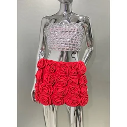 Fashion Sweet Item  2 Colors Hot Pants Stereoscopic Rose Bandage Short Shorts Young Lady High Street Wear Evening Party Vestido