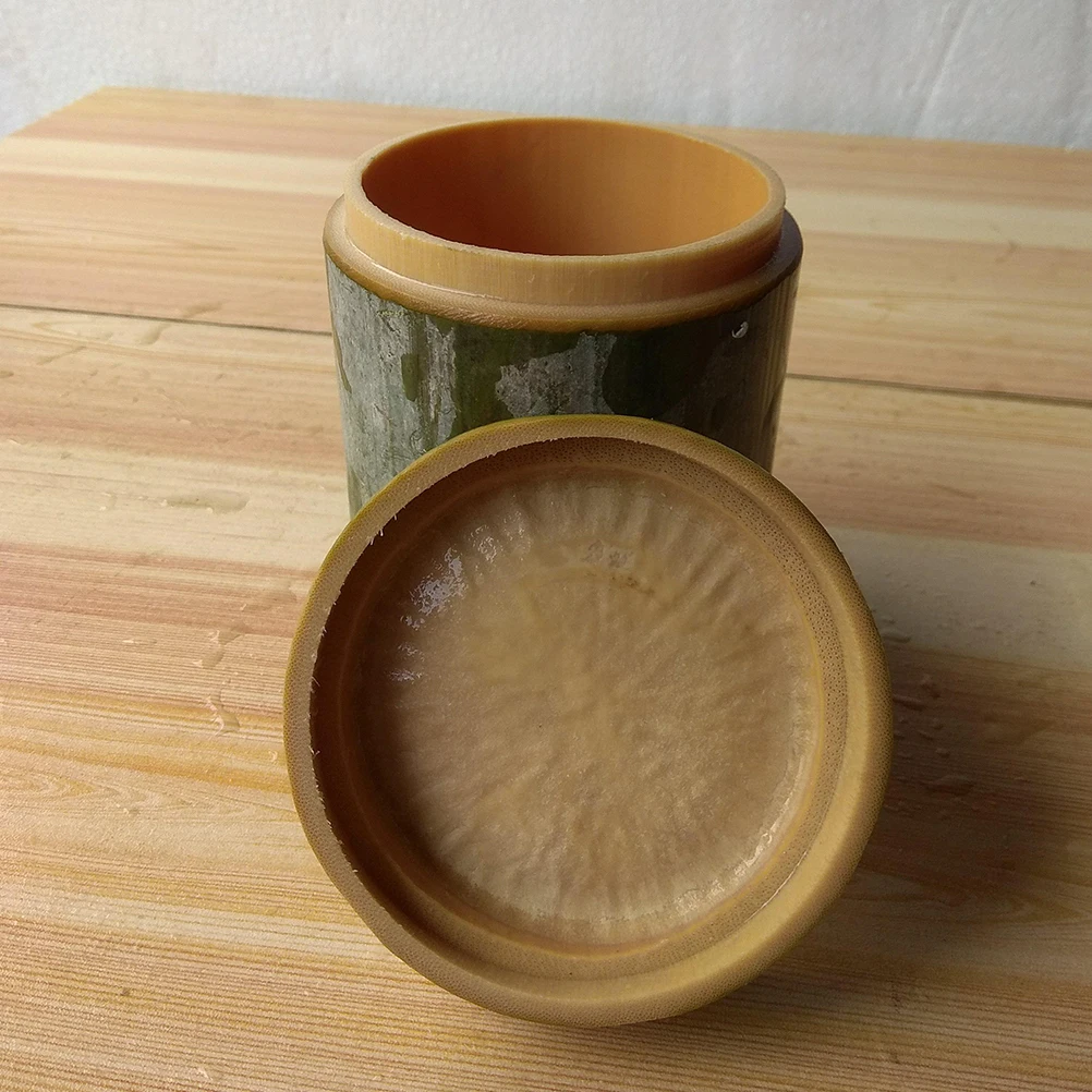 

Vintage Tea Jug Bamboo Made Eco-Friendly Food Storage Jar 10-11cm Outer Diameter 13cm High for Home Restaurant Nuts Coffee Beans