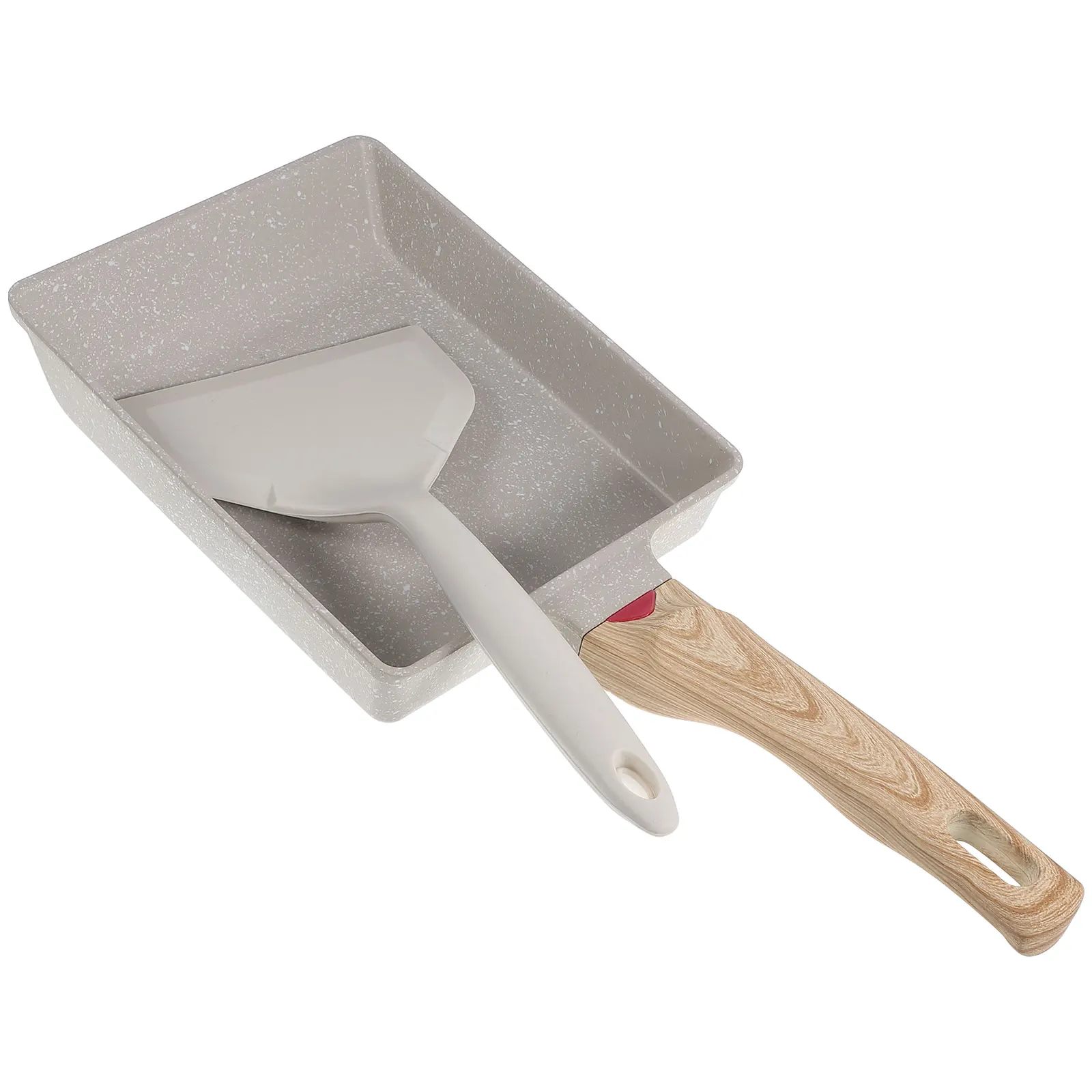 

1 set Non-Stick Frying Pan Combination Rectangular Egg Omelette Pan Japanese Style Handle Mini Kitchen Cookware for Breakfast