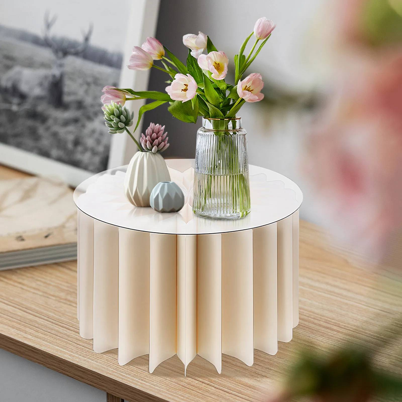Foldable Dessert Table Paper Cylinder Pedestal Stand Roman Column Stable Party Wedding Centerpiece Cake Display Decoration