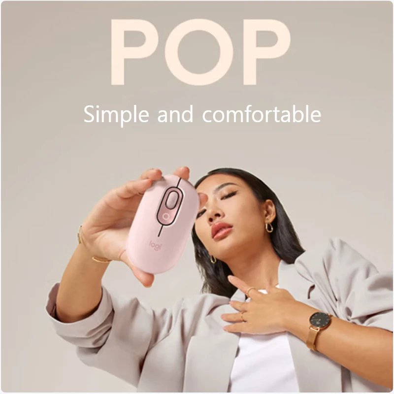 

Logitech Pop Wireless Mouse Ergonomic Design Comfortable High-Quality Material Reduces Hand Fatigue