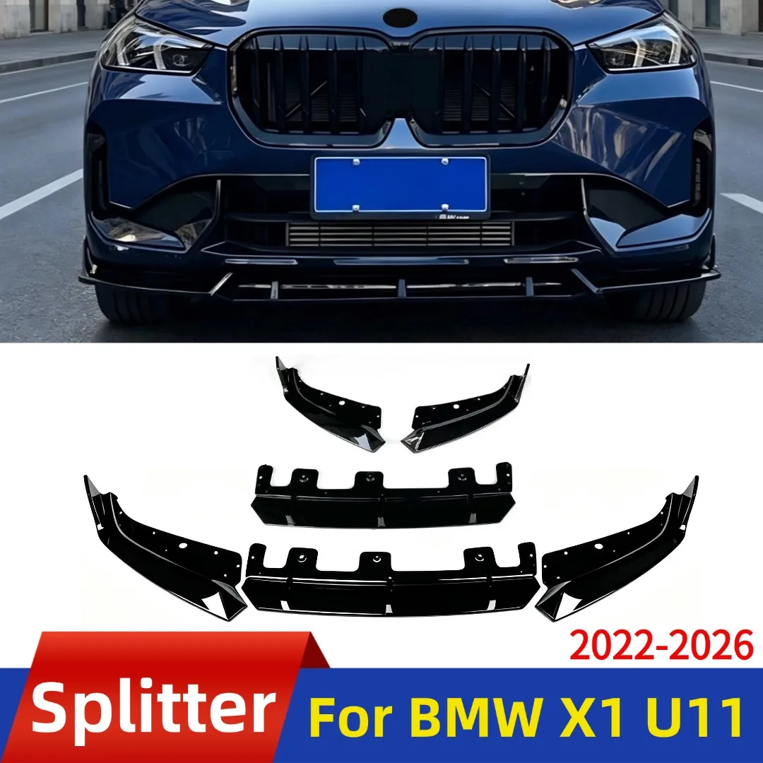 For BMW X1 U11 2022-26 Standard Edition Splitter Deflector Front Bumper Lip Chin Body Kit Direct Fit Tuning Exterior Accessories