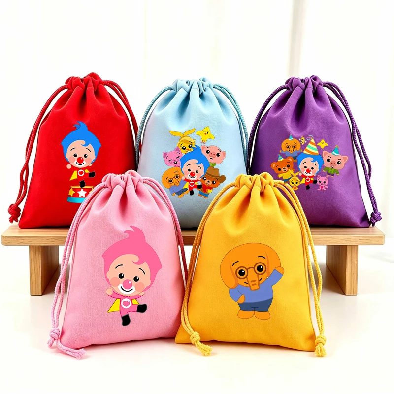

Plims Clown Drawstring Bag Cartoon Character Printed Handbags Portable Large Capacity Candy Storage Bags Birthday Gifts New