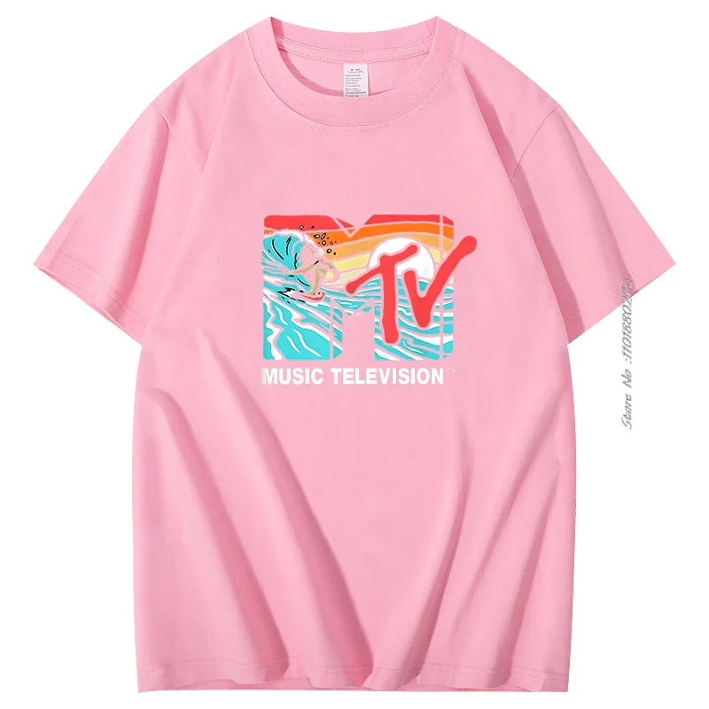 Mademark X Mtv - Mtv Catch A Wave Mtv Surfer Logo Vintage Graphic Tshirt Cotton T-Shirt Short Sleeve T-Shirts Mens Clothes