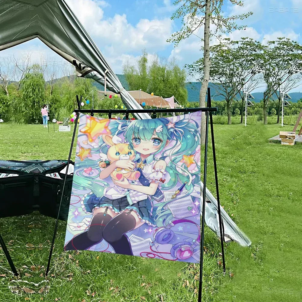 أنيمي H-Hatsunes-M-Miku الفتيات الكرتون العلم الجدار الشنق راية الديكور ديكور المنزل المنزلي