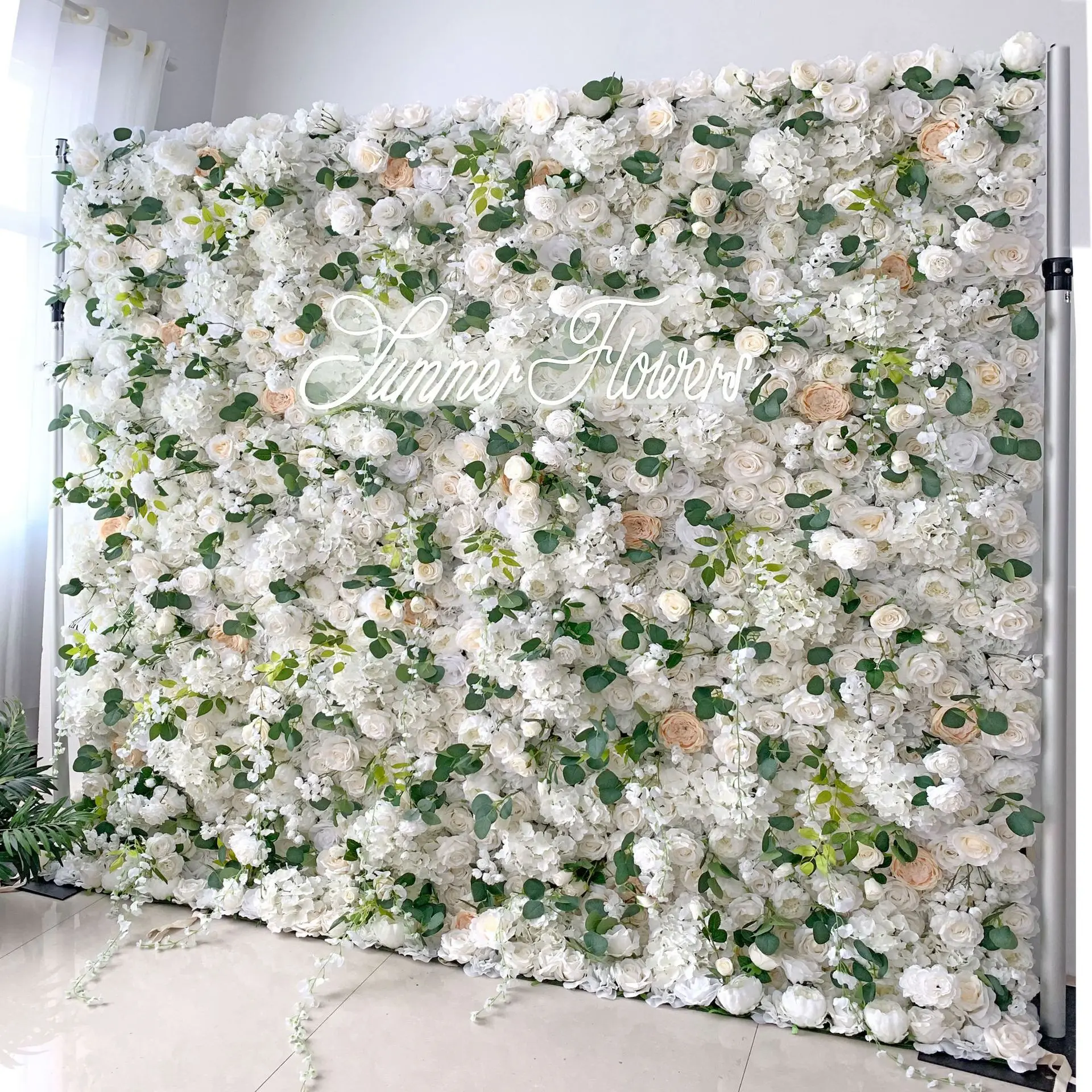 Mixed Flower Series 3D Luxury White Rose Peony Hydrangea artificial plant Flower Wall Event party wedding background decoration