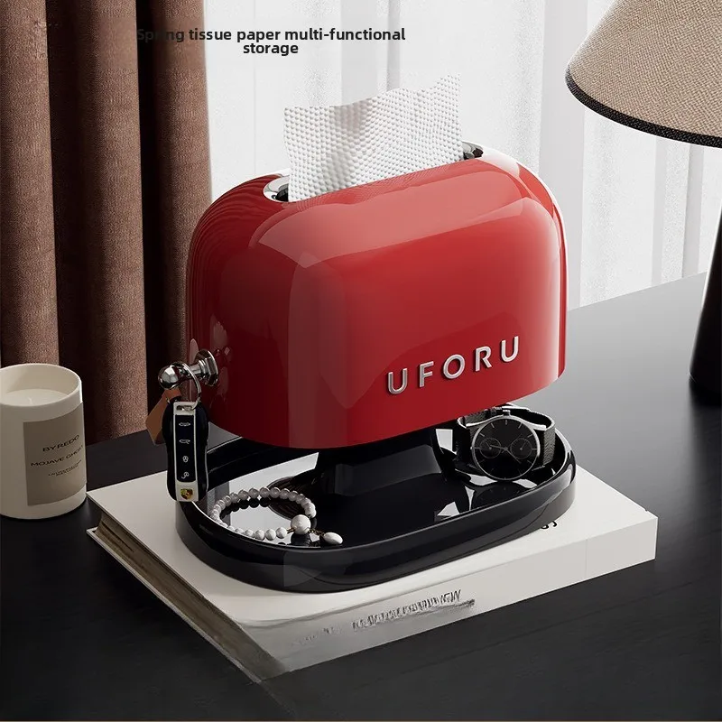 

Retro Tissue Box Home Bathroom No Punching Multifunctional Double-layer Shelf Sealed Dust-proof Tape Cover Paper Drawer Box
