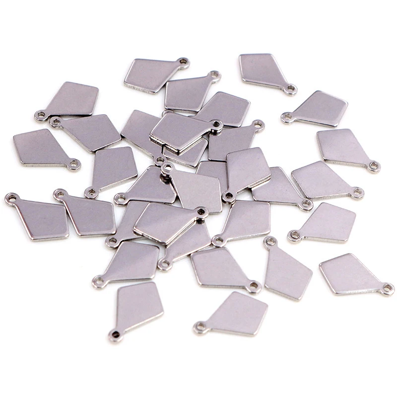 30pc/lot 12x8mm rhombus Charms 316 Stainless Steel geometric Charms for necklace pendant charms diy jewelry making-R8-47