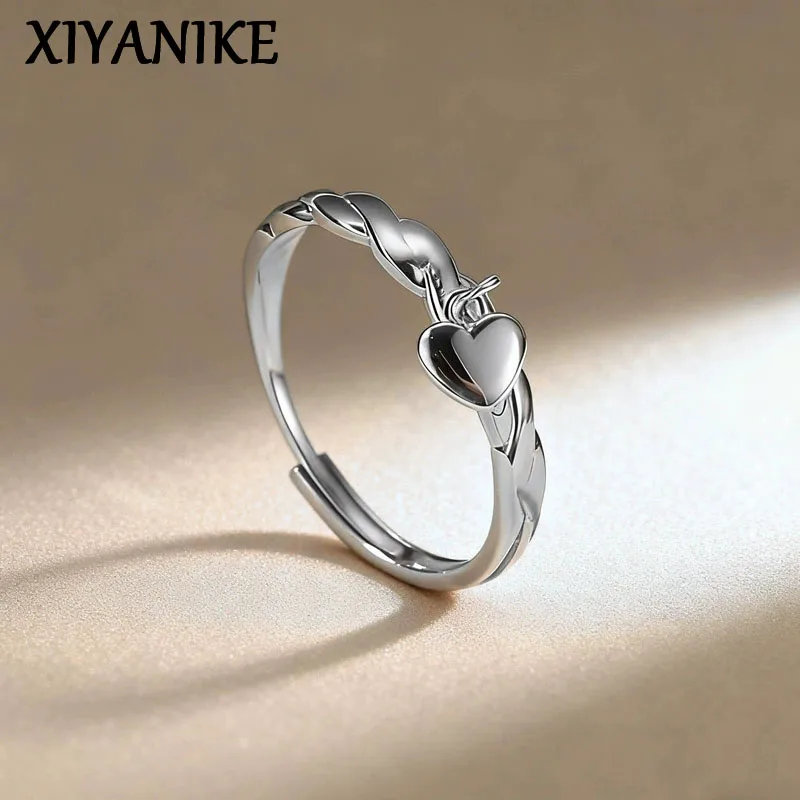 XIYANIKE Twist Love Heart Adjustable Open Rings For Women Classic Fashion New Jewelry Gift Party Daily Wholesale кольцо