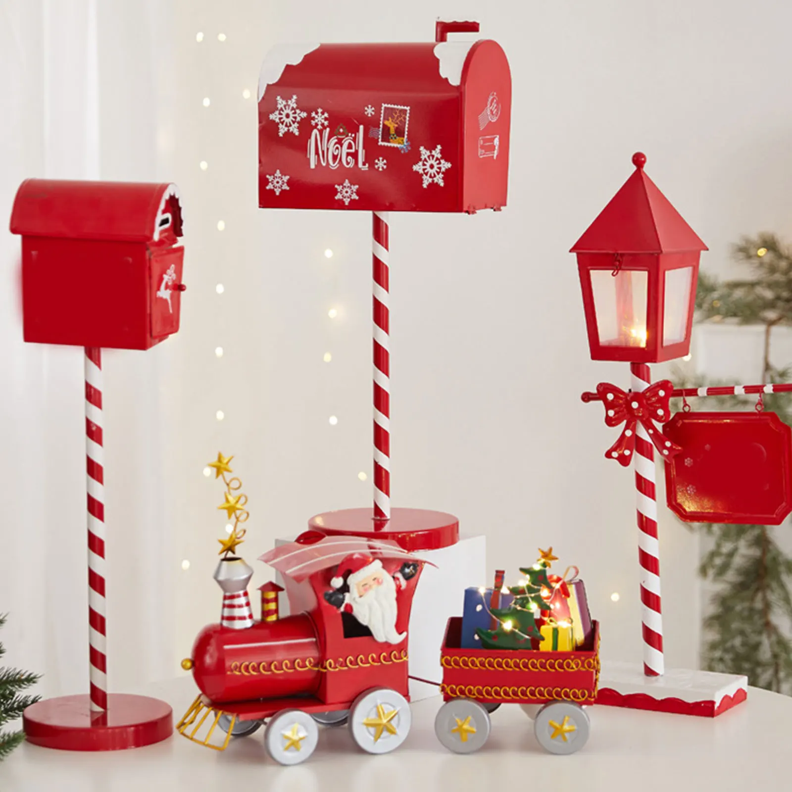 Christmas Mailbox Xmas Delivery Mailbox Kids Gift Wish List Iron Christmas Letter Box Santa Mailbox for Club Restaurant Patio