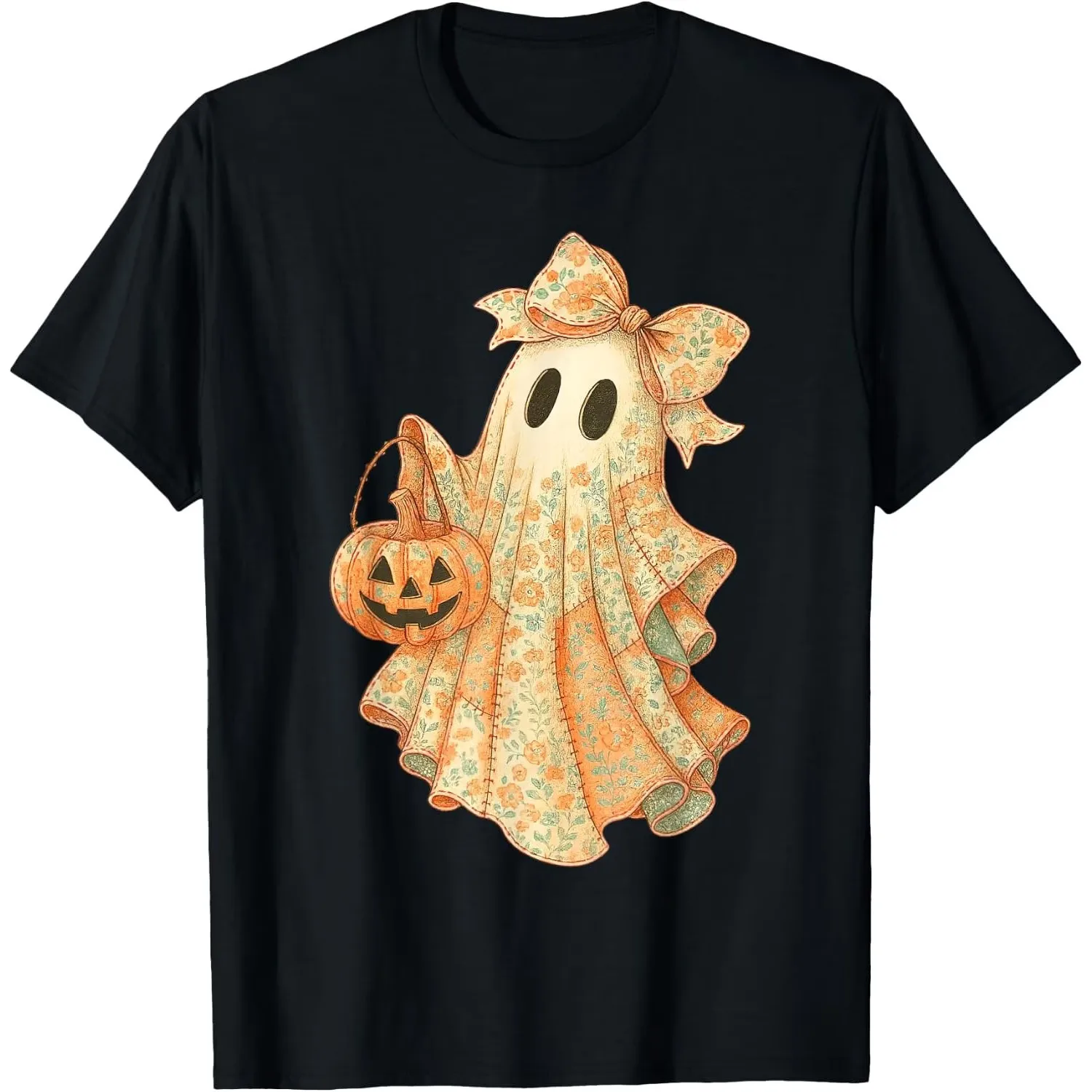 Patchwork Quilt Coquette Boo Ghost T Shirt Size S-5XL