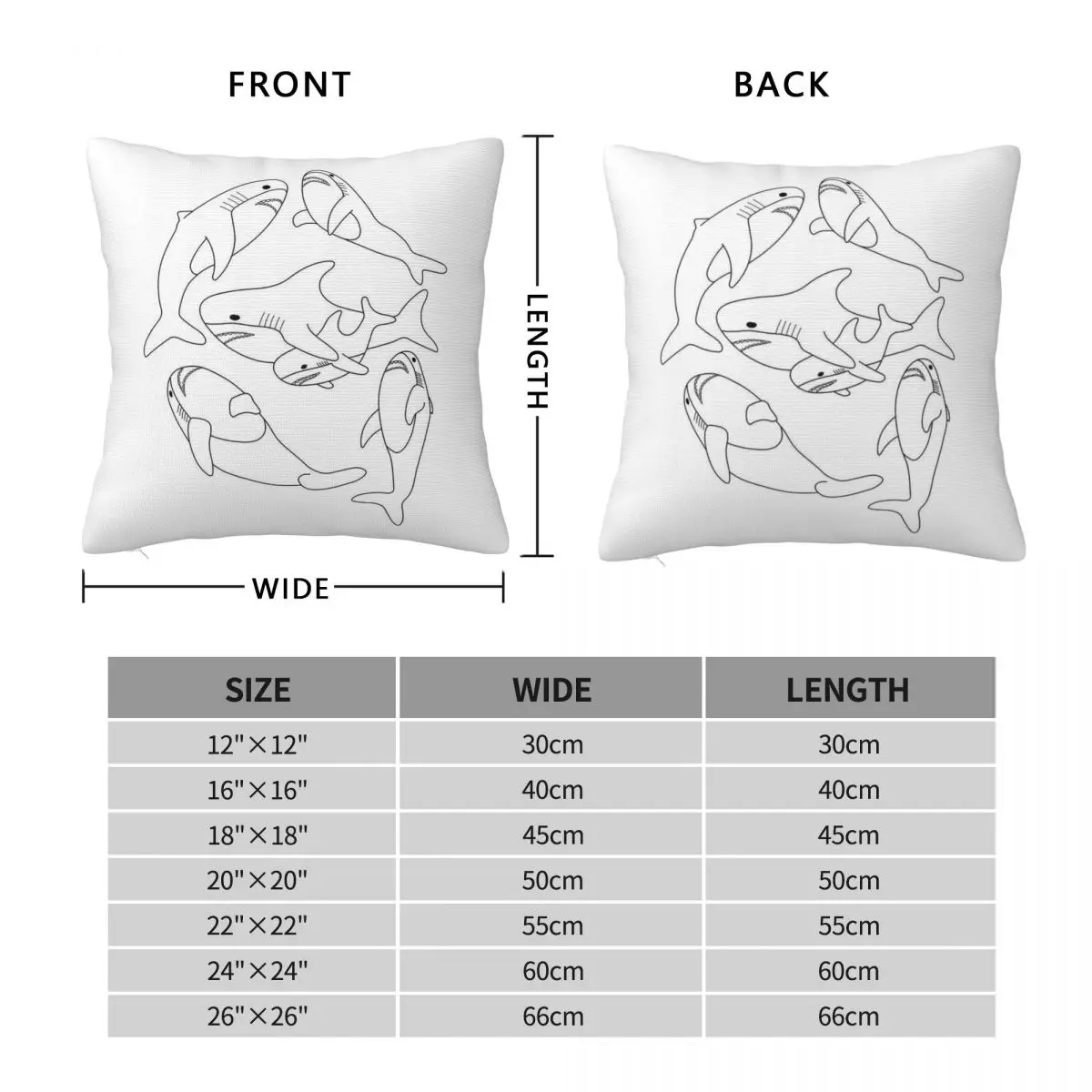 Bla˶haj Shark Collage Pillowcase Polyester Linen Velvet Creative Zip Decorative Bed Cushion Cover Wholesale
