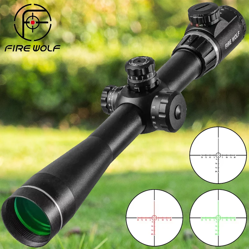 Fire Wolf HD 4-14X40 Red Green Cross Round Line Tactics Scope Riflescope Optical Sight Rifle Waterproof 500 Meters Sight 2025