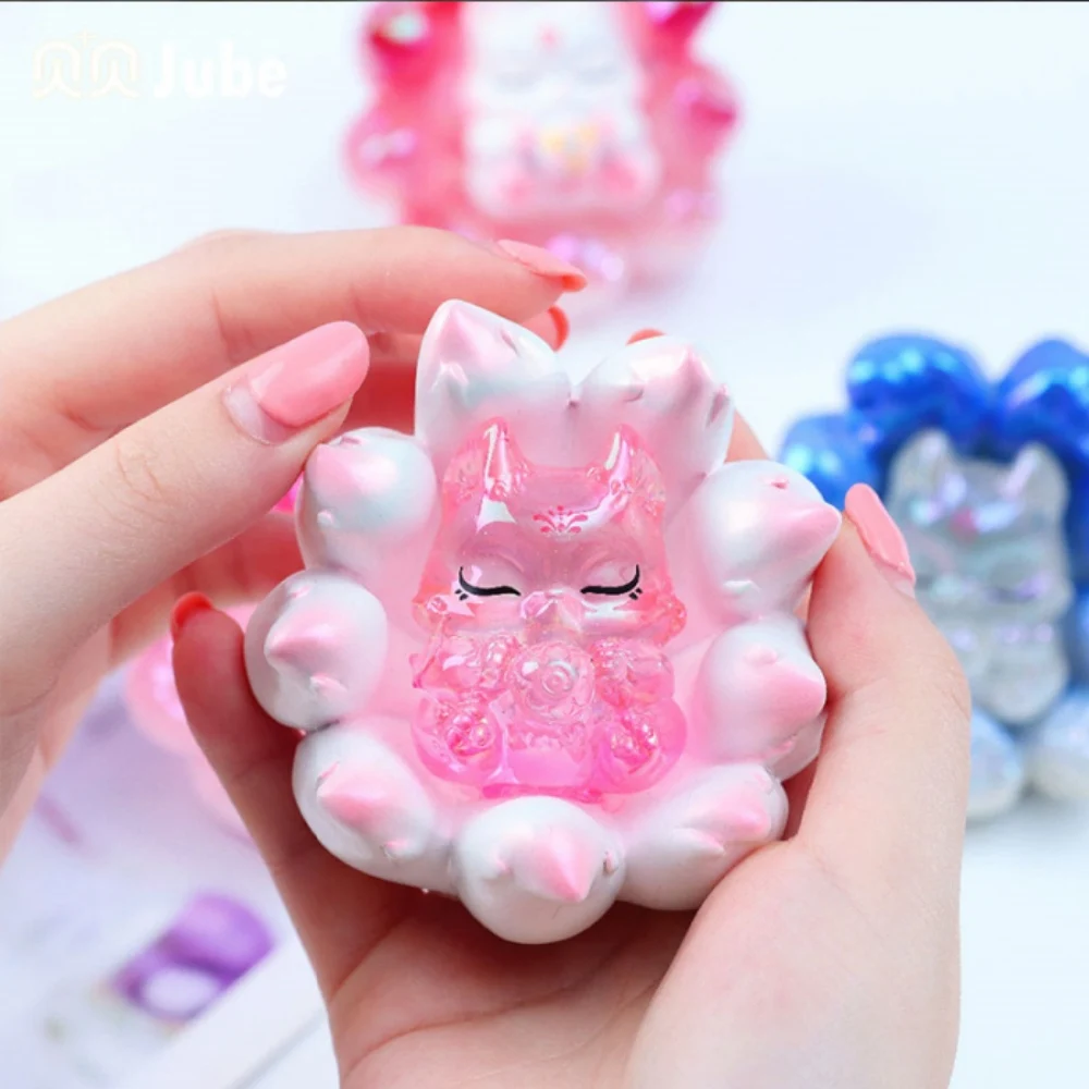 Ancient Nine Tailed Fox Rose Fairy Night Light Series Blind Box Toys Kawaii Doll Action Figure Toy Collectible Model Mystery Box