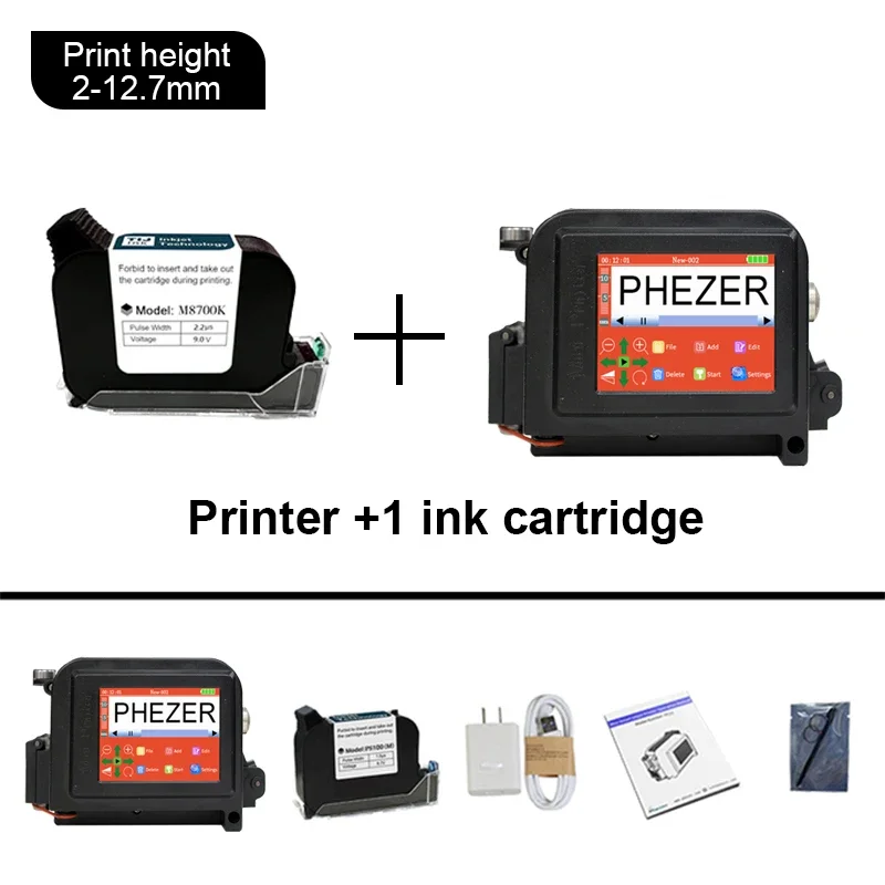 AAA+ 30 Languages 12.7/25.4mm PC11Plus Mini Printer Portable Printer QR Bar Code Date Logo Expiry Date Handheld Inkjet Printer