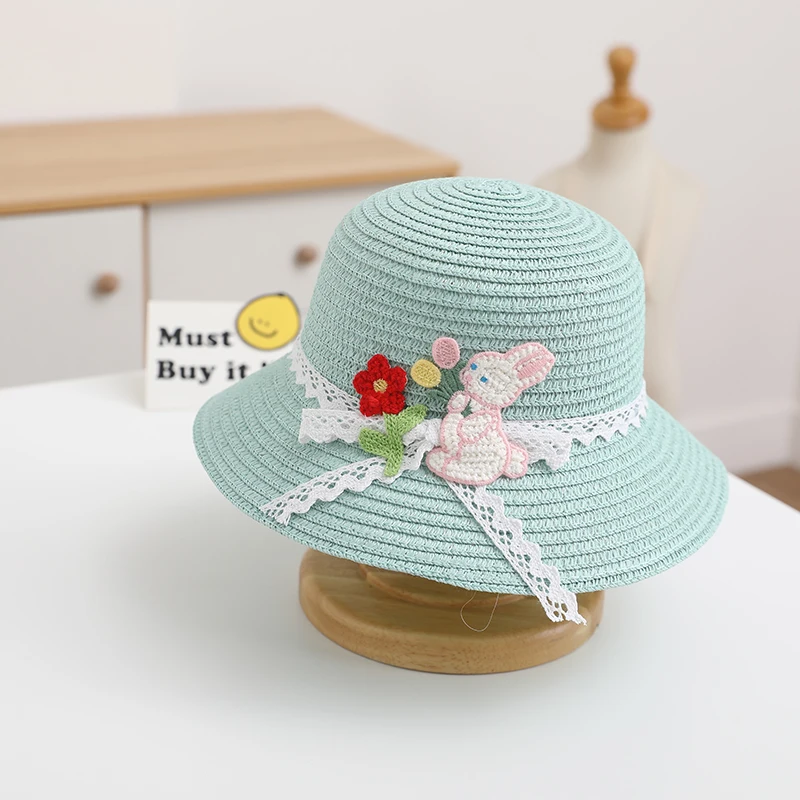 Children Summer Straw Hat Girls Beach Cap Travel Sun Protection Sun Fisherman Hat for Child Squinting Eyes Outdoor Straw hat