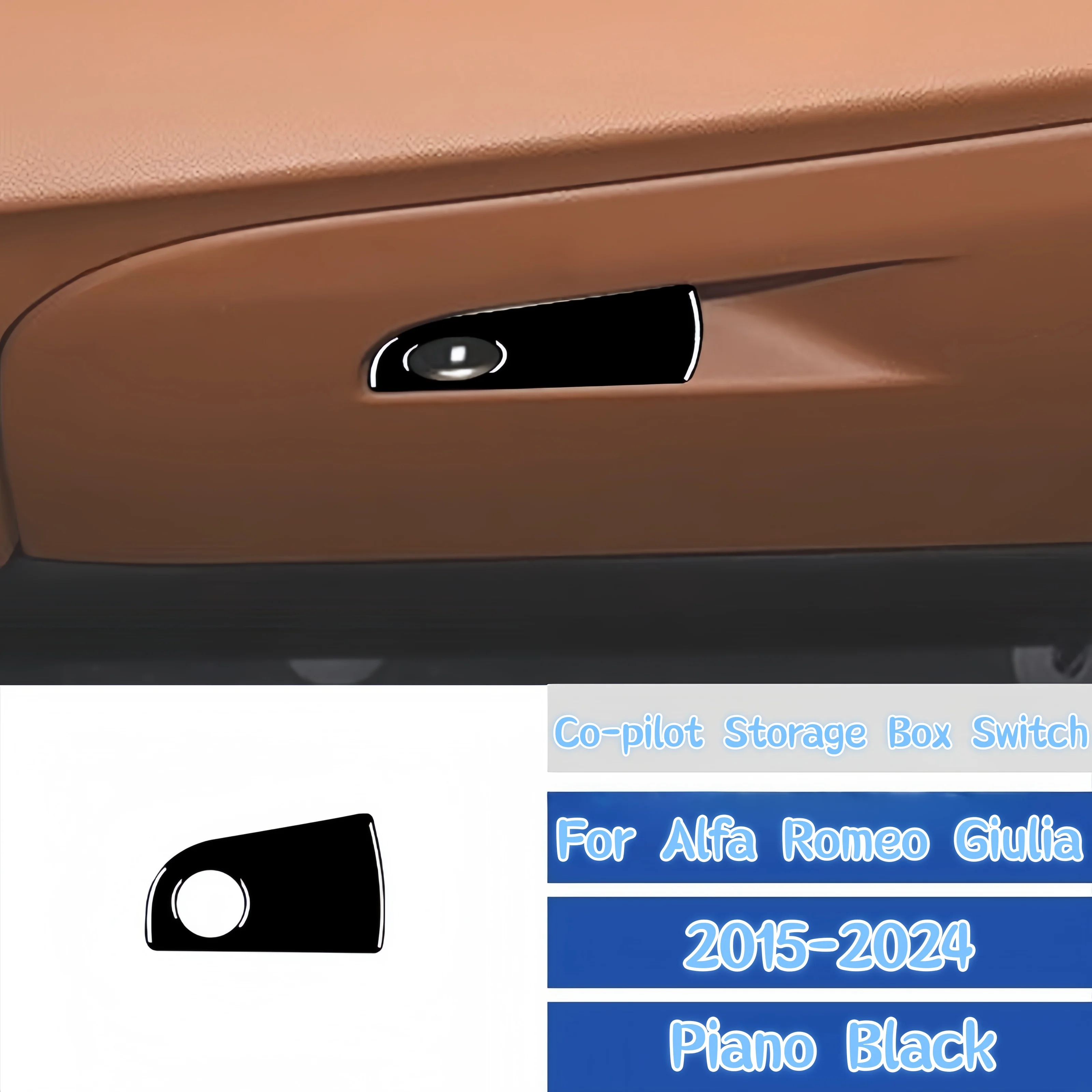 

For Alfa Romeo Giulia 2015-2024 Piano Black Car Co-pilot Storage Box Switch Button Frame Trim Cover Sticker Interior Accessories