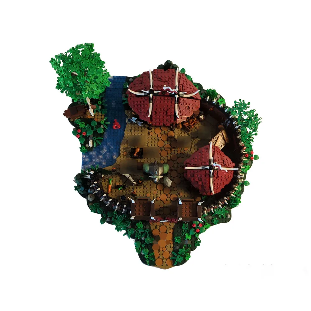 3214PCS MOC Foresta primitiva Orco Tribe Modello di edificio Blocchi di costruzione FAI DA TE Assemblaggio modulare Giocattolo per bambini Regalo di compleanno del ragazzo