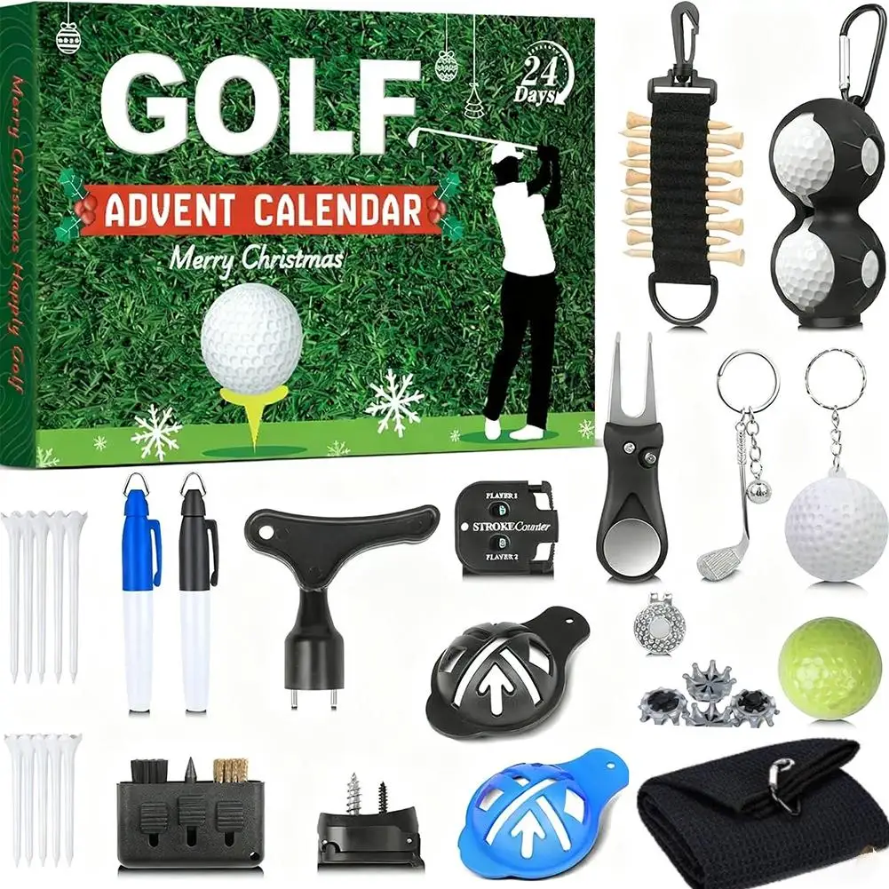 

Рождественский Адвент-календарь для гольфа, подарочная коробка, набор аксессуаров, тематический дизайн для гольфа, тематический дизайн для мужчин, женщин, мальчиков и девочек, чулки