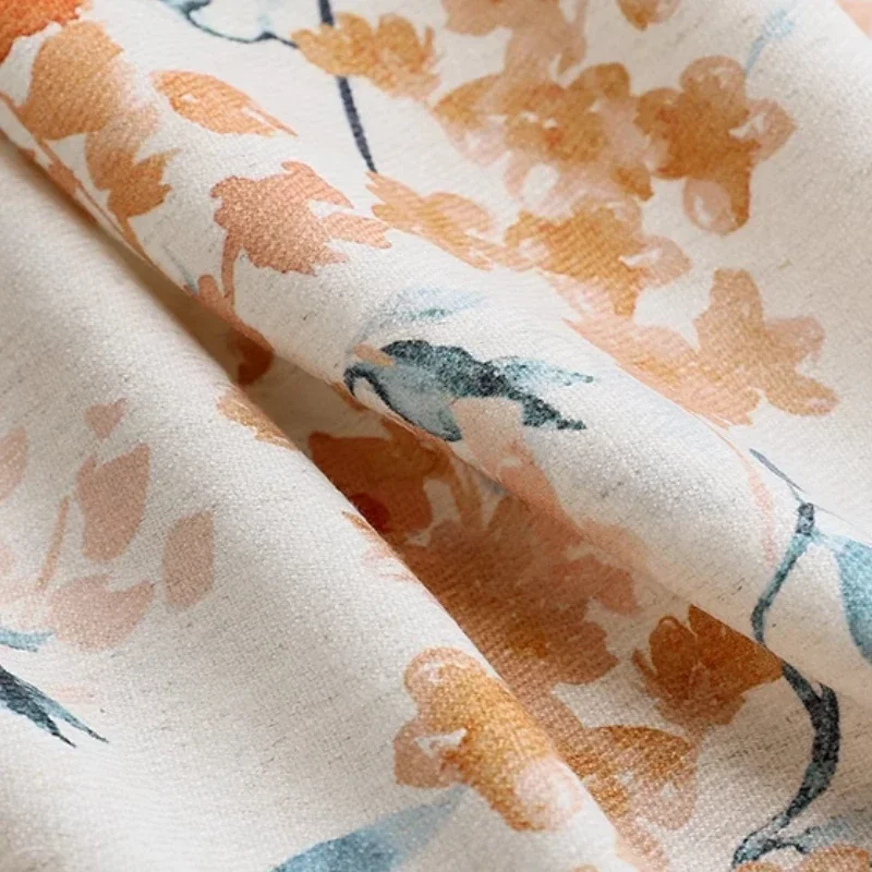 

Cotton Linen Pastoral Hand-painted Printing Curtains for Living Room Bedroom French Window Balcony Customized Products