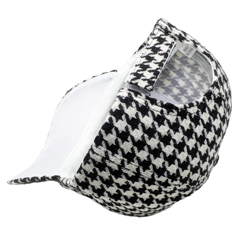 Classic Men\'s Houndstooth Cap Retro Baseball Cap White Black Plaid Hats for Women