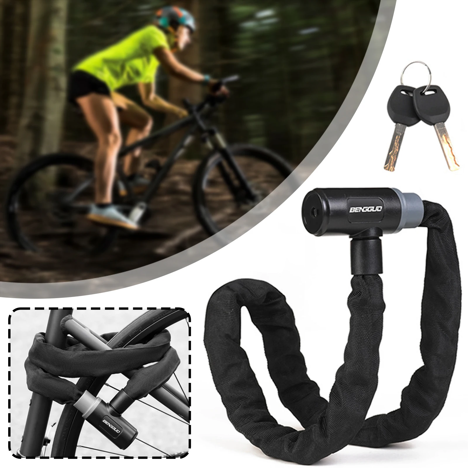 

Ultra Hardened Alloy Chain Bike Lock Wear Resistant Nylon Cover Lock For Road Bike