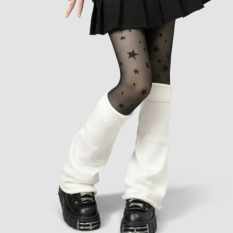 Jesienno-zimowe damskie podkolanówki, grube, ocieplane, modne, w stylu JK, w stylu spicy girl, z wywiniętym brzegiem, dziergane, z efektem koziego futra, damskie długie skarpety.