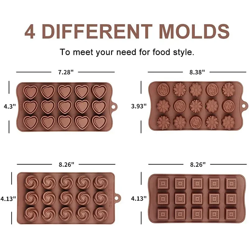 4-6Pack Silicone Rose Flower Molds Chocolate Candy Cake Fondant Mold Reusable Baker Ice Butter Cupcake Candle Kitchen Decoration