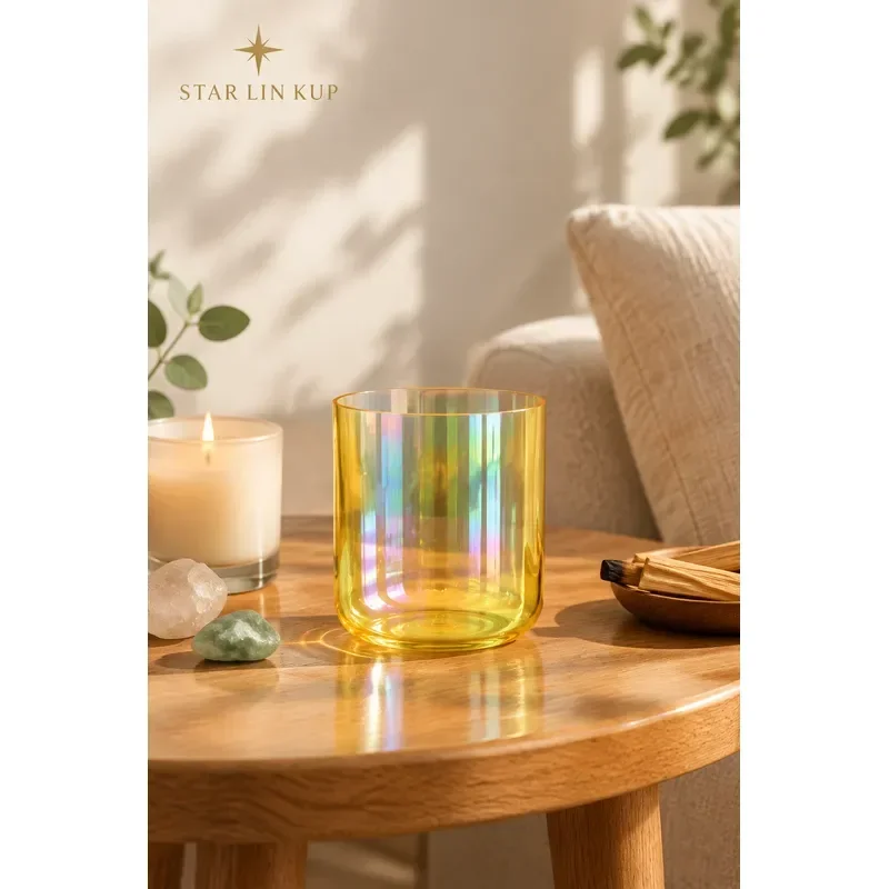 STAR LIN KUP Thickened Orange Transparent Aurora Crystal Singing Bowl High Quality Alchemy Sound Healing Meditation Chakra