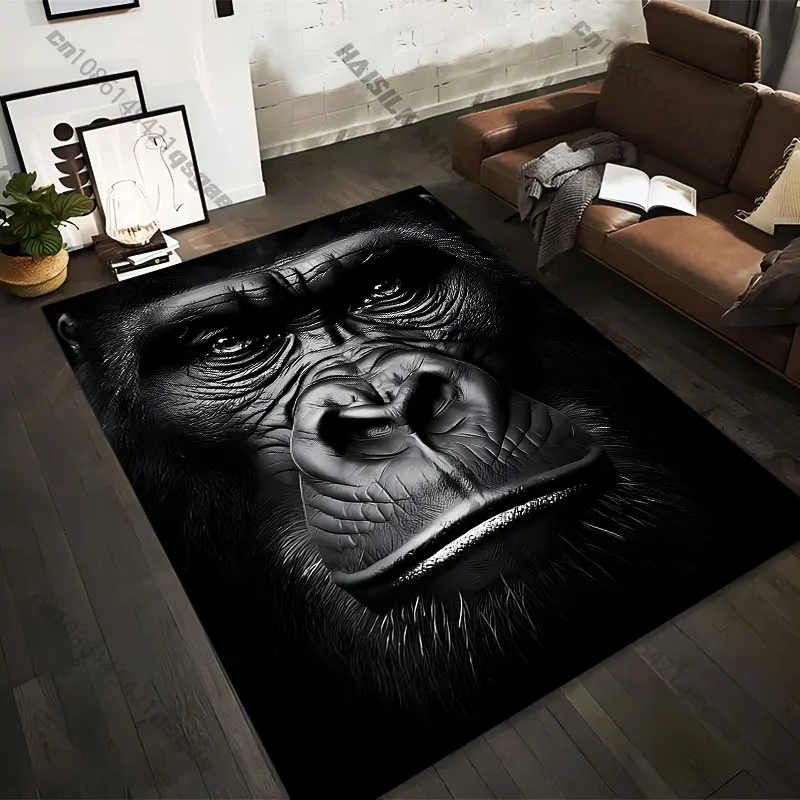Alfombras con estampado de expresión facial de gorila intensa y fuerte en 21 tamaños, para tapetes de yoga para adultos, decoración de sala de estar, tapete personalizado