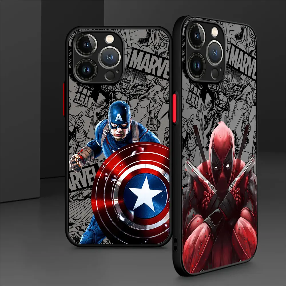 Case for Apple iPhone 8 Plus 11 Pro SE XS X 13 7 6S 15 Pro XR 14 Pro Max 12 Mini Matte Marvel Avengers Spiderman Ironman Cover