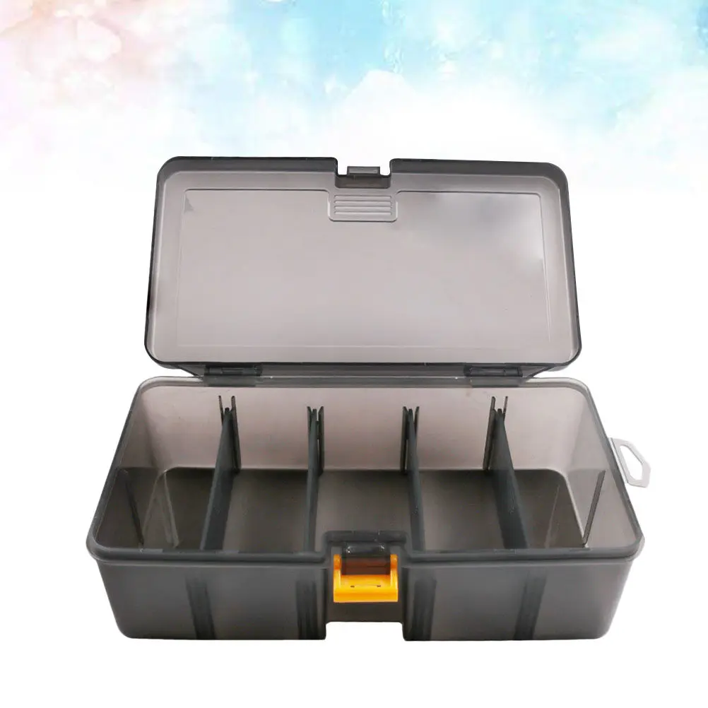 1Pcs Sturdy Fishing Tackle Box Double Layer Large Capacity Translucent PP Material Buckle Lock Corrosion Resistant Impact Proof