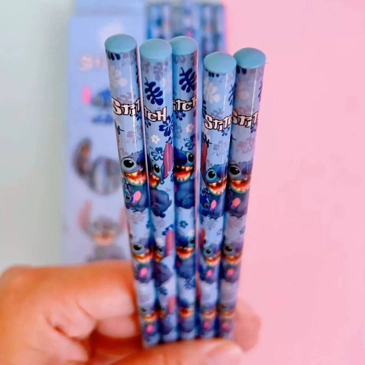 12pcs/box Disney Anime Pencil Lilo&Stitch Series Kids Stationery Pen School Supplies Cute Pencil Sharpener Christmars Gifts