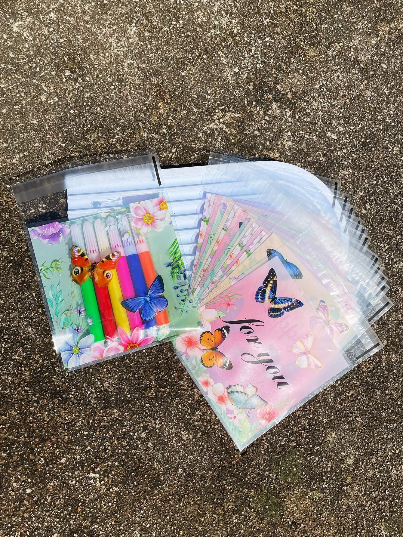 100pcs 컬러 나비 패턴 작은 선물 장식 OPP 셀프 씰링 가방, 로맨틱 꽃 해피 영어 인쇄 선물 사탕 가방