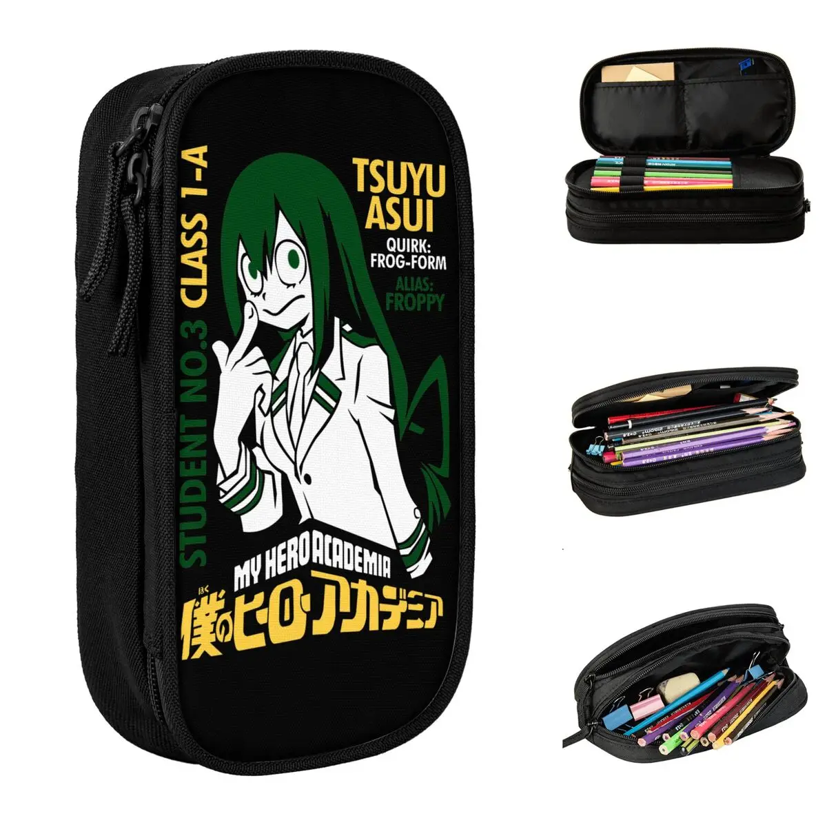 Creative My Hero Academia Boku No Hero Academia Froppy Pencil Case Pencil Pouch Pen Holder Big Capacity Bag Zipper Stationery