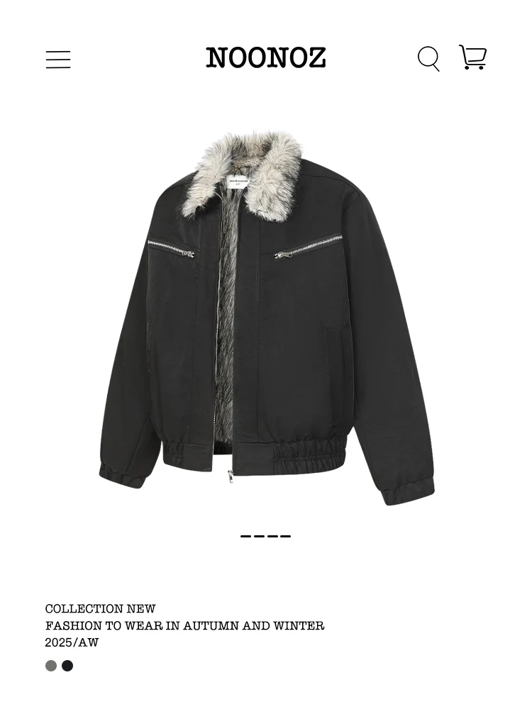 ملابس عمل رجالية من Noonoz مصنوعة من القطن Jaet معطف شتوي دافئ مبطن بالفرو الصناعي بتصميم عتيق عصري محايد أمريكي للزوجين من القطن الحراري #2