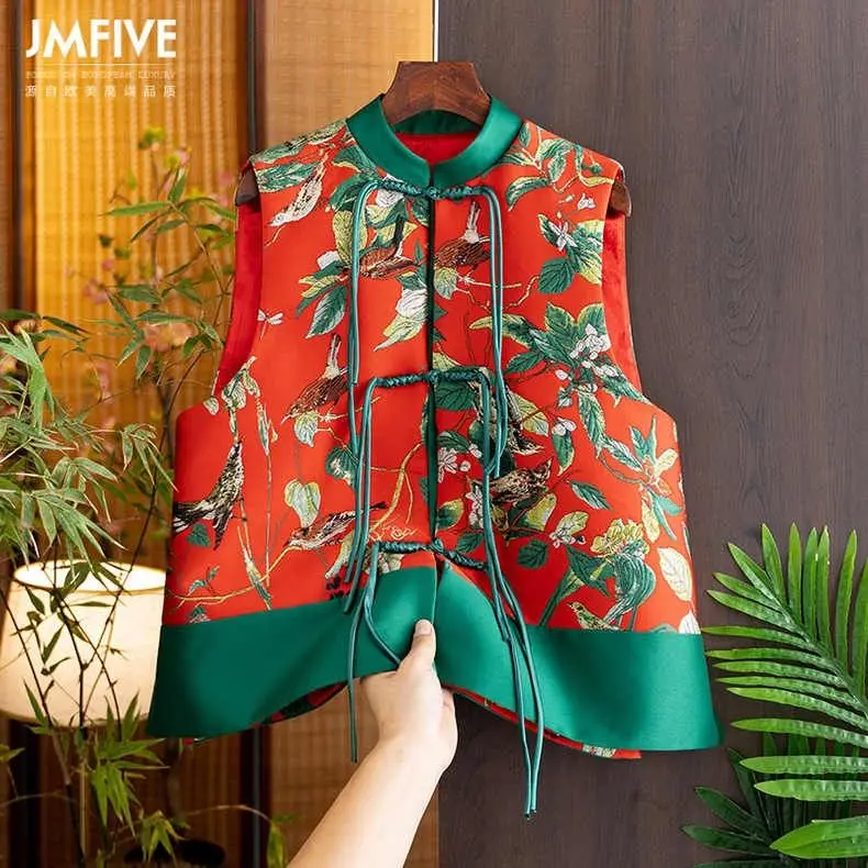 2024 new spring summer chinese style vest women summer stand collar plate button loose ethnic style vintage tangsuits top