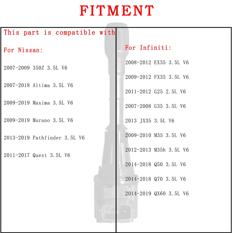 6pcs Ignition Coil 22448JA10A 22448JA10C for Nissan Altima Maxima Murano Pathfinder for Infiniti Q50 Q70 G25 G35 EX35 FX35 QX60