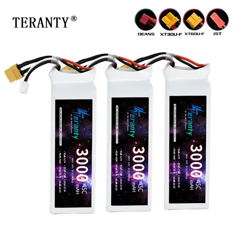 TERANTY 7.4V 2S 3000MAH 45C For Remote Control Car FPV Drones Quadcopter Boat Deans T  XT30 XT60 Connector 2S Batteries