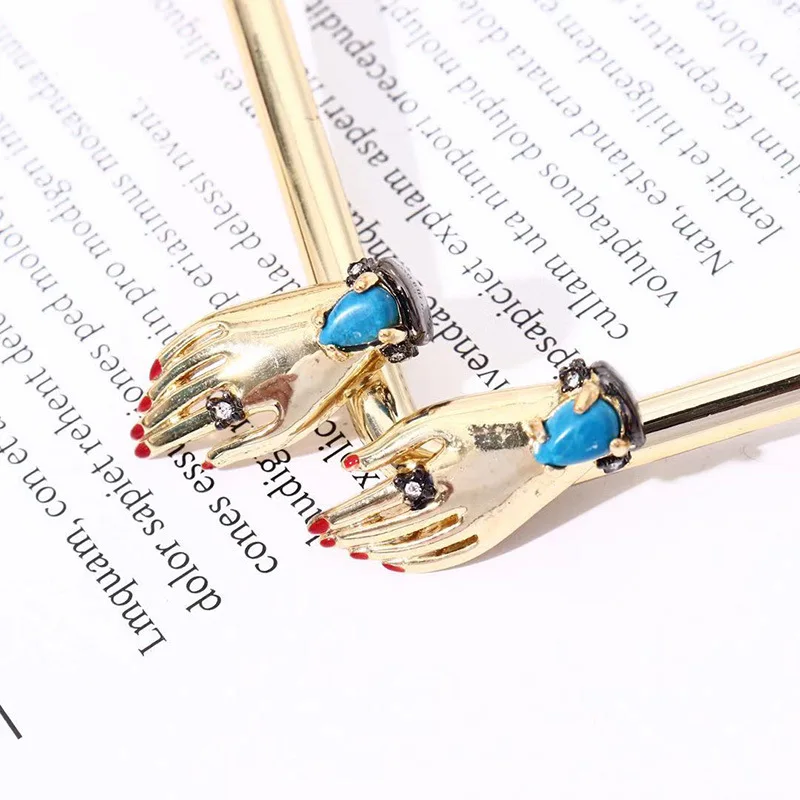 Genius Original Design Copper-plated Gold-plated Two-tone Finger Earrings