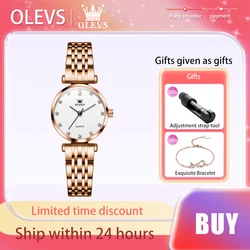 OLEVS Elegant Fashion Women's Watches Stainless Steel Strap Rose Quartz Watch Waterproof Luxury Watch for Lady Gift Bracelet