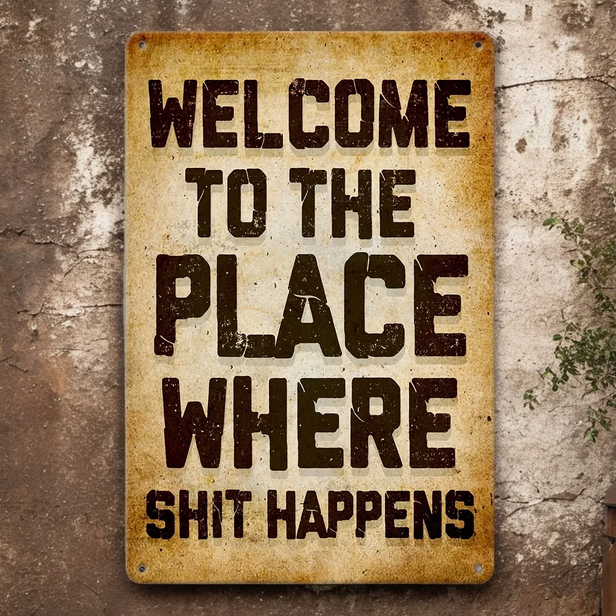 , Vintage Funny Metal Sign, Toilet Bathroom Poster WELCOME to THEPLACE WHERE HAPPENS Metalposter, Office Home Wall M