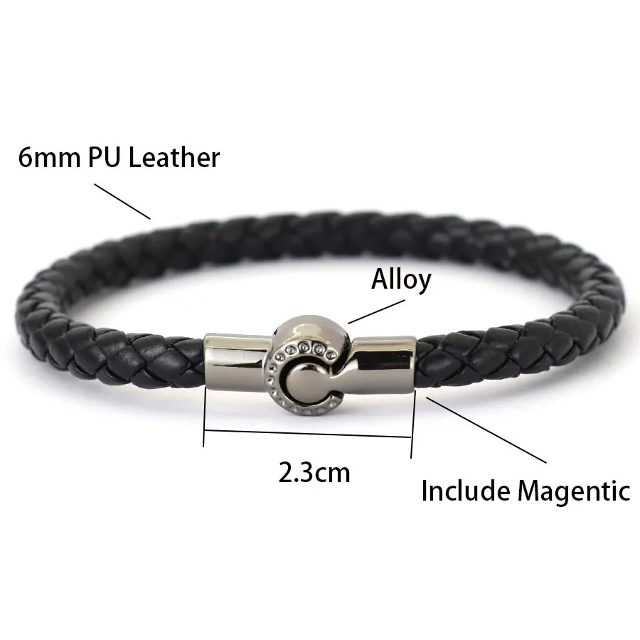 Minimalistisches magnetisches Lederarmband für Männer, lässige Accessoires, anpassbare Größe, schwarzer Armreif, Pulsera Hombre Hiphop Rock Joias – Detail 5