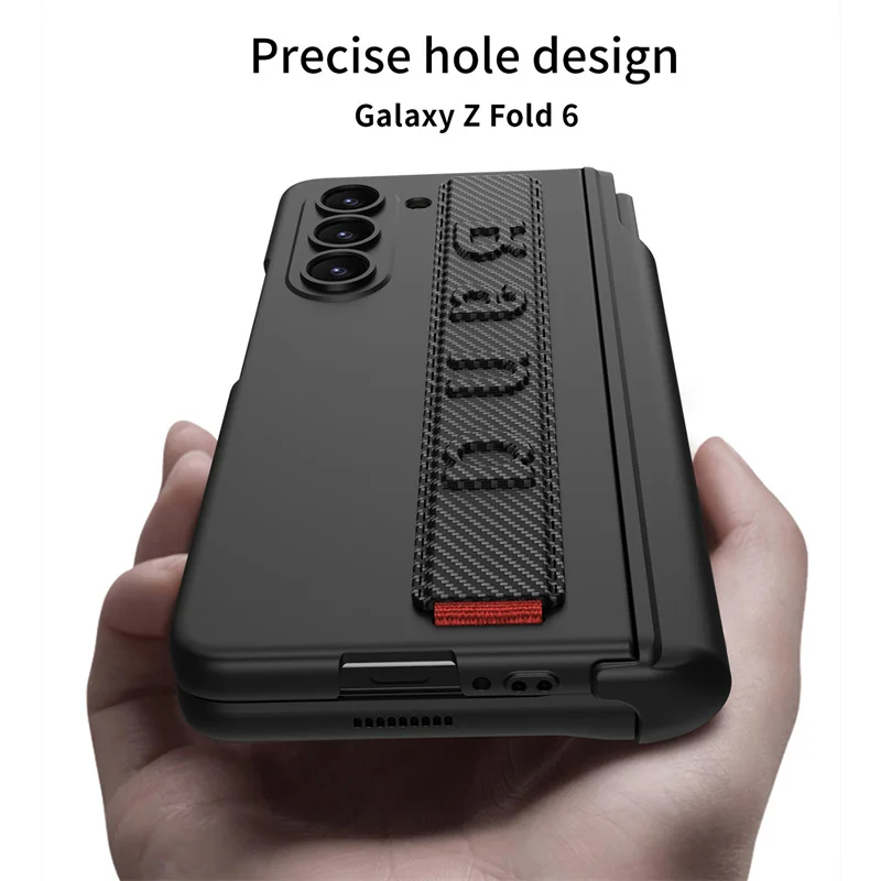 With Wrist Strap Pen Holder Case For Samsung Galaxy Z Fold 6 5 4 3 Fold4 Fold5 5G Cover With Screen Glass Pen Slot Hard Case - Image 5